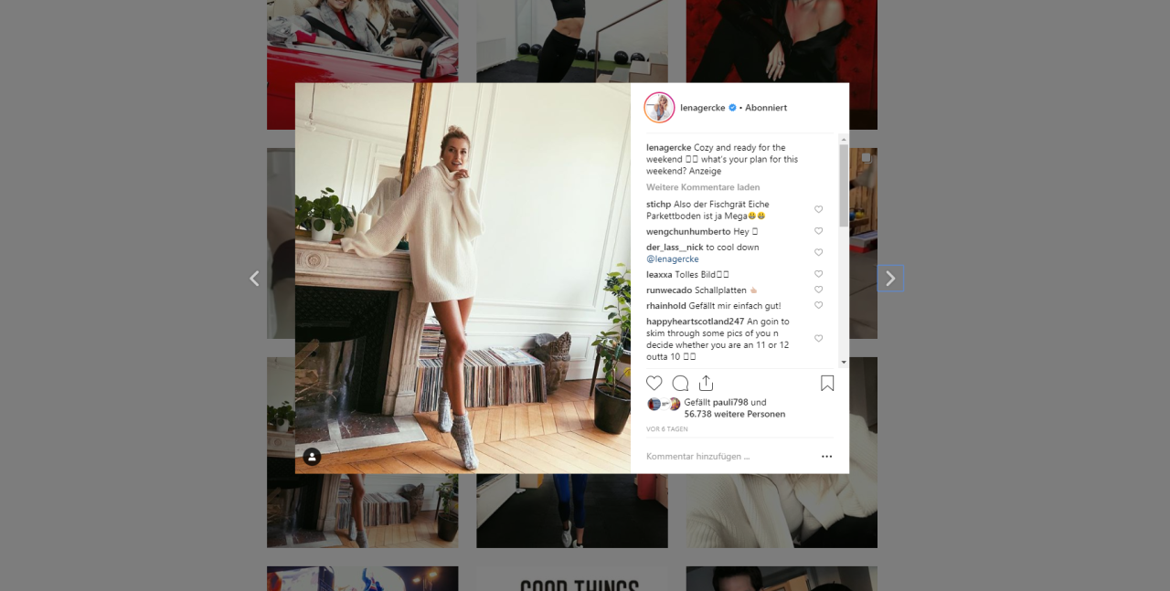 So sexy zeigt sich Lena Gercke bei Instagram.