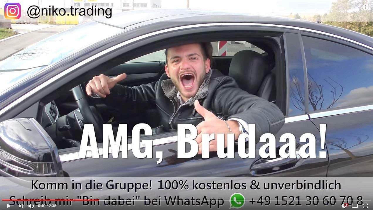 Niko freut sich über seinen AMG-Mercedes. Ob er wirklich der Halter ist, ist fraglich.