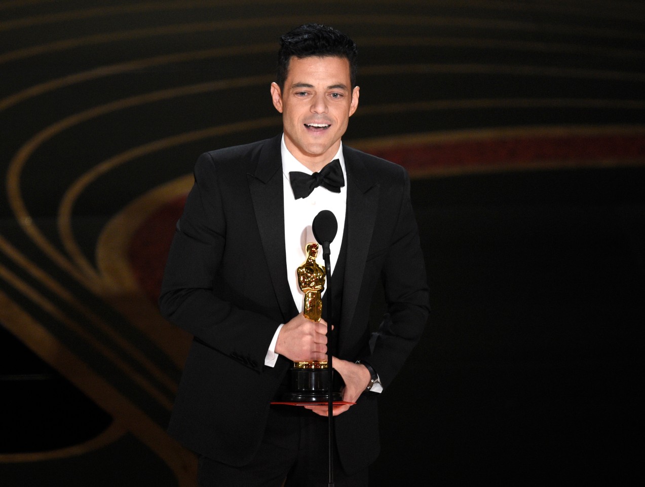 Rami Malek nimmt während der Verleihung der 91. Academy Awards, den Oscars 2019 im Dolby Theatre, die Auszeichnung als bester Hauptdarsteller für seine Rolle in «Bohemian Rhapsody» entgegen. 