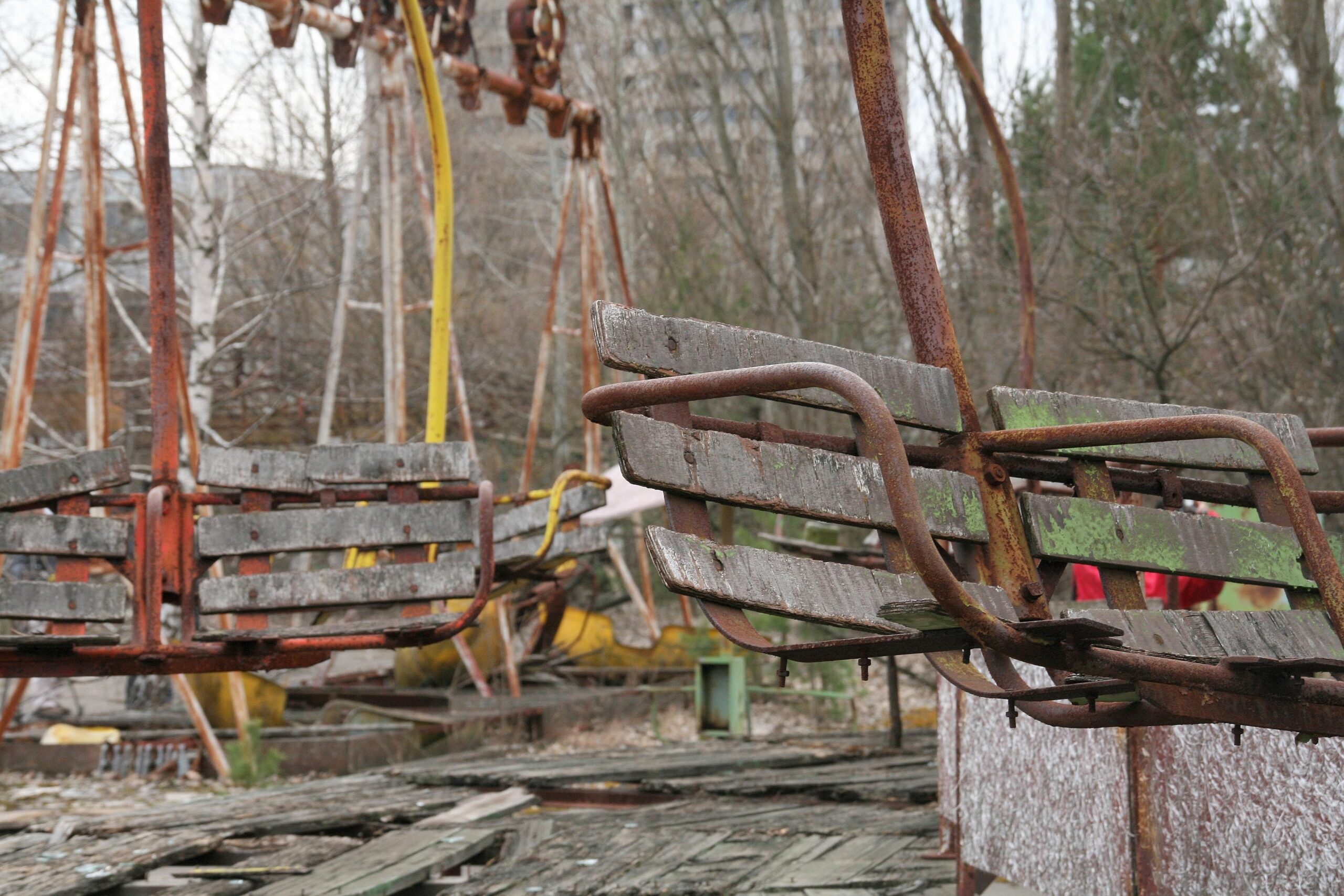 25 Jahre nach dem Unglück: Besuch in der Sperrzone von Tschernobyl.Die Geisterstadt Pripjat unmittelbar neben dem Unglücksreaktor.