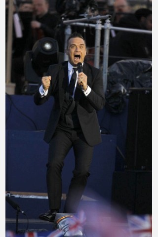 Robbie Williams bei dem Jubiläumskonzert vor dem Buckingham Palace in London.