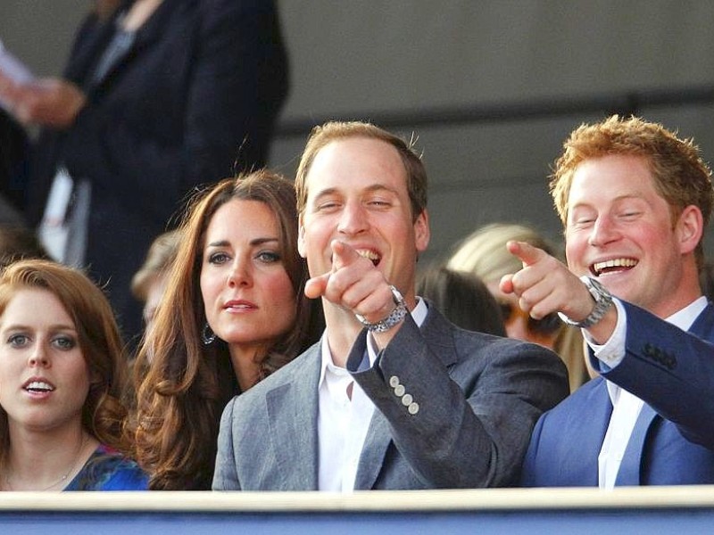 Prinz William (l.) mit seinem Bruder Prinz Harry während des Jubiläumskonzertes in London.