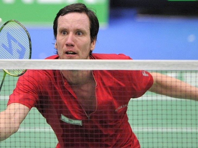 Ingo Kindervater spielt in London im Badminton-Doppel.