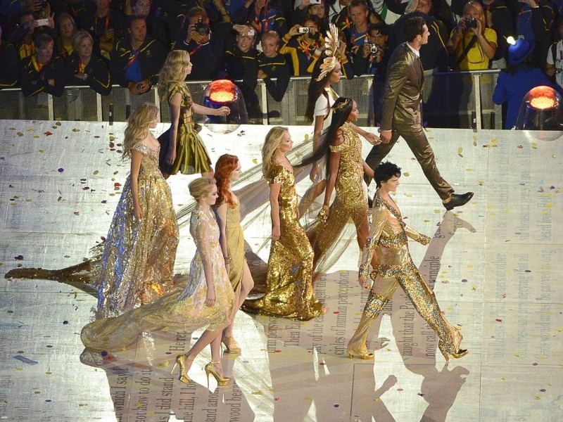 Supermodels bei der Abschlussfeier der Olympischen Sommerspiele 2012 in London.