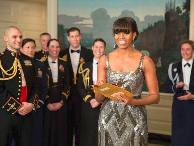 Auch Michelle Obama hatte sich fein gemacht. Die First Lady verkündete den Gewinner in der Kategorie Bester Film.