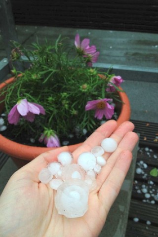 Leserfoto: Hagelkörner nach Unwetter in Hagen Emst.