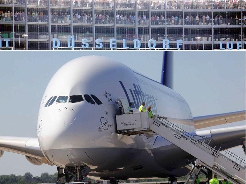 Im Juni 2010 landete der neue A380 am Düsseldorfer Flughafen.