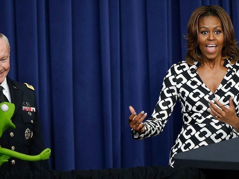 Und so musste sich Michelle Obama auch einige flotte Sprüche anhören.