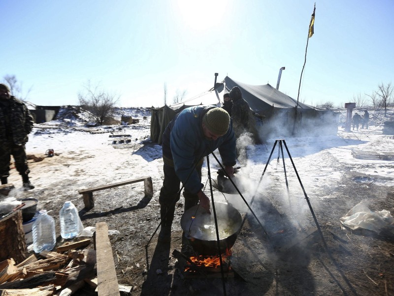 ....kochen ukrainische Soldaten.