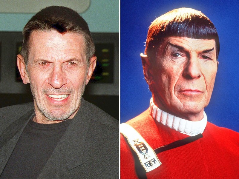 ...Die Bildkombo zeigt Nimoy im wirklichen Leben, 1995, und in einer Aufnahme aus dem Jahr 1988, als Mr. Spock, den er in der TV-Serie Raumschiff Enterprise bzw. den Star Trek-Kinofilmen verkörpert hatte...