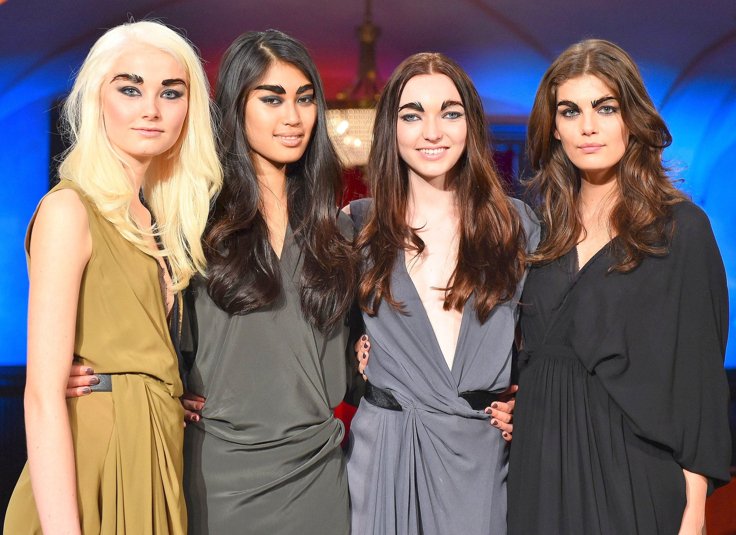 Die Finalistinnen der zehnten Staffel von Germany's Next Topmodel: Katharina (l-r), Anuthida, Ajsa und Vanessa.