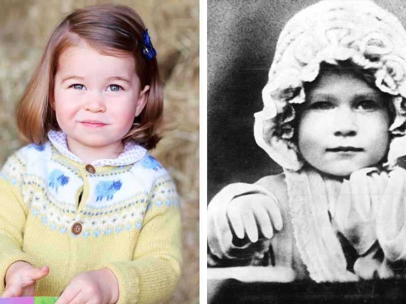 Eine gewisse Ähnlichkeit ist nicht zu leugnen: Prinzessin Charlotte (l.) kurz vor ihrem zweiten Geburtstag und Uroma Elizabeth II. etwa im selben Alter. 