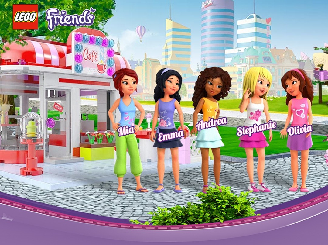 In der Lego-Friends-Welt dreht sich alles um die fünf Freundinnen Emma, Olivia, Andrea, Mia und Stephanie. Sie leben in "Heartlake City".