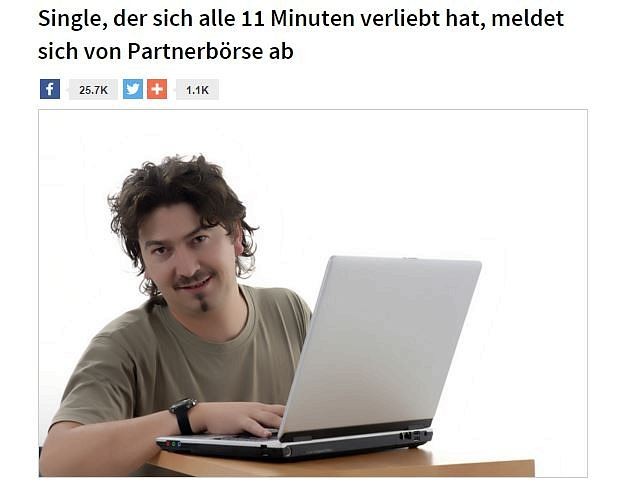 Die Satire-Seite "Postillon" sah gerade erst große Probleme auf die Partnervermittlung zukommen. Nach der Abmeldung von "Micklove85" dürfe der Slogan nicht mehr verwendet werden. 