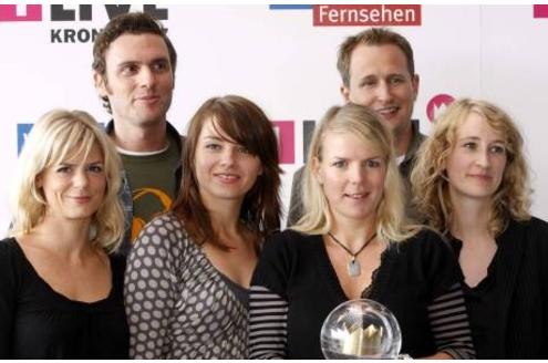 Bei der 1Live-Krone 2007 gehörte Sabine Heinrich zum Moderatoren-Team: von links Anja Backhaus, Michael Imhof, Sabine Heinrich, Mirja Boes, Olli Briesch und Andrea Schafarczyk (Musikchefin von 1 Live).