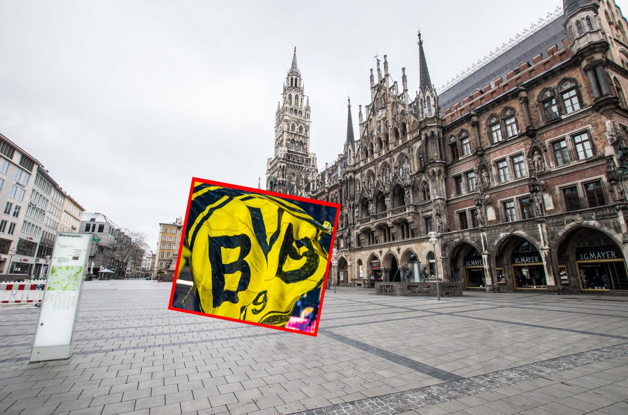 Eine Flagge von Borussia Dortmund mitten im Herzen von München sorgt für Ärger.