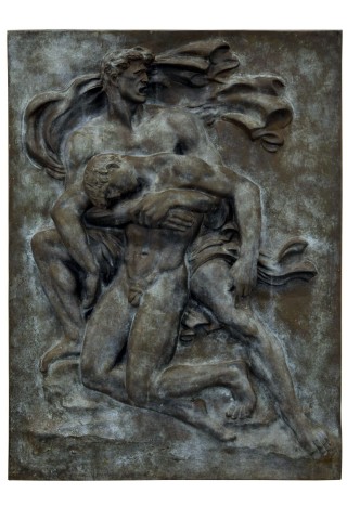 Arno Breker - Die Kameraden, 1940. Bronzerelief, 100 x 75 x 12 cm. 