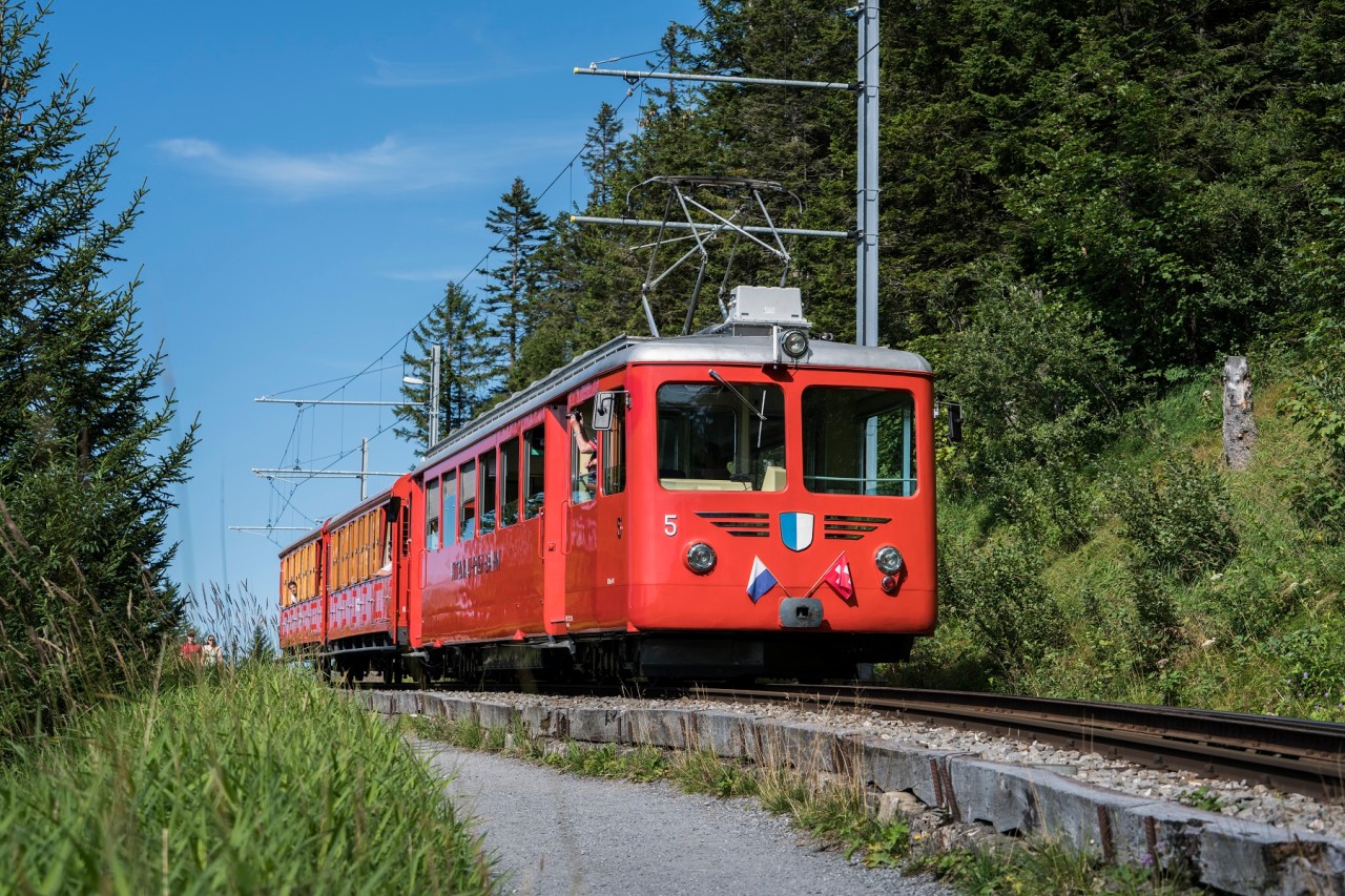 Seit 1871 bringt die Rigi-Bahn Touristen bequem bis zum Gipfel. 