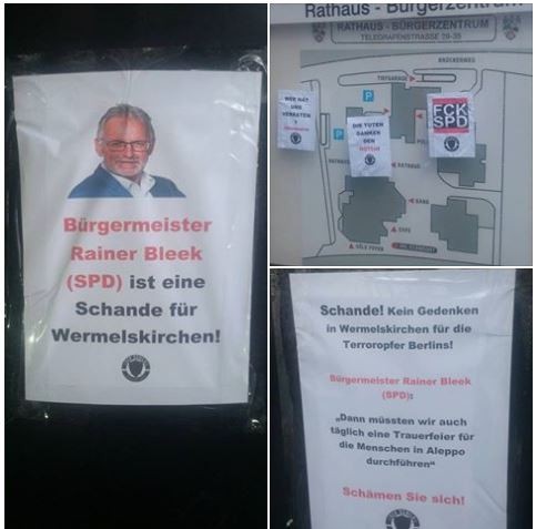 Diese Zettel hangen am Rathaus in Wermelskirchen. 