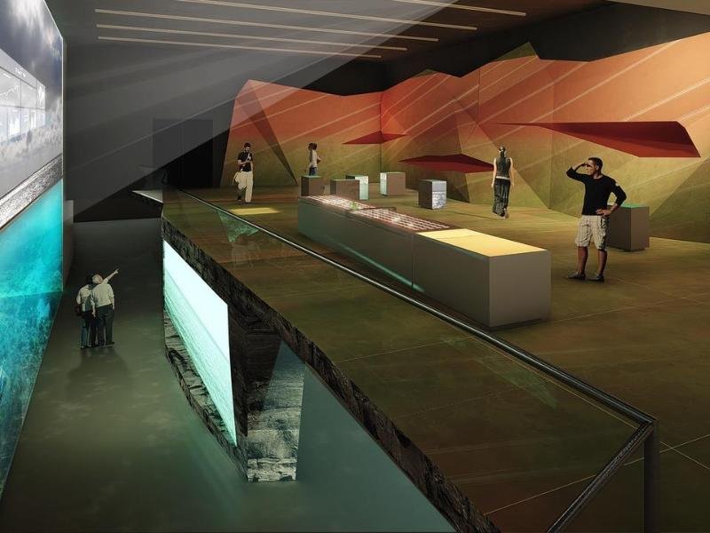 Die Visualisierung zeigt einen Raum der geplanten Erlebnis-Ausstellung Bluehouse.