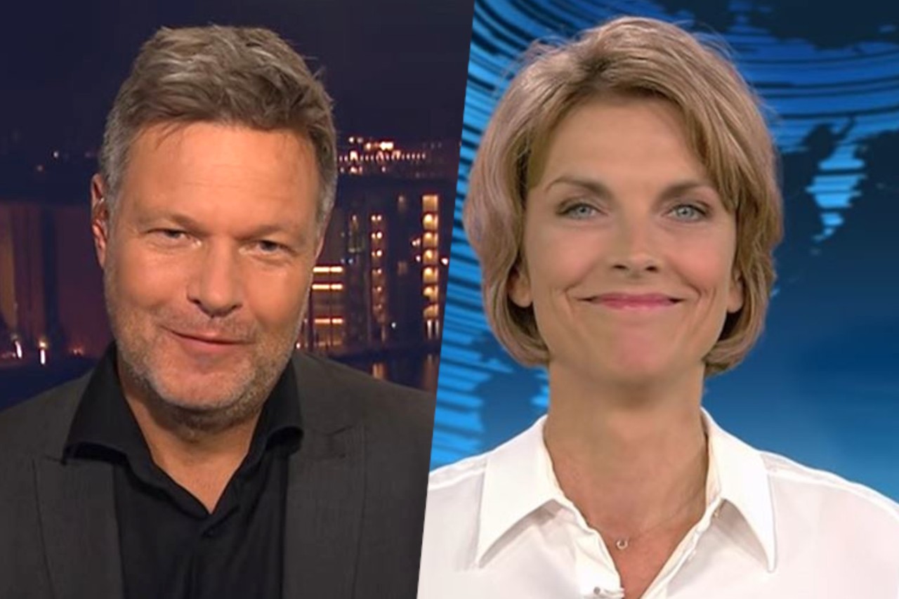 Robert Habeck im Gespräch mit Marietta Slomka im ZDF-„heute-journal“.