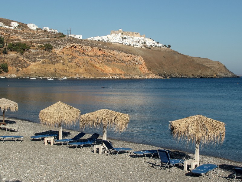 Am Strand von Livadia ist nicht viel los - außer im August, wenn die Griechen selbst auf Astypalea Urlaub machen.