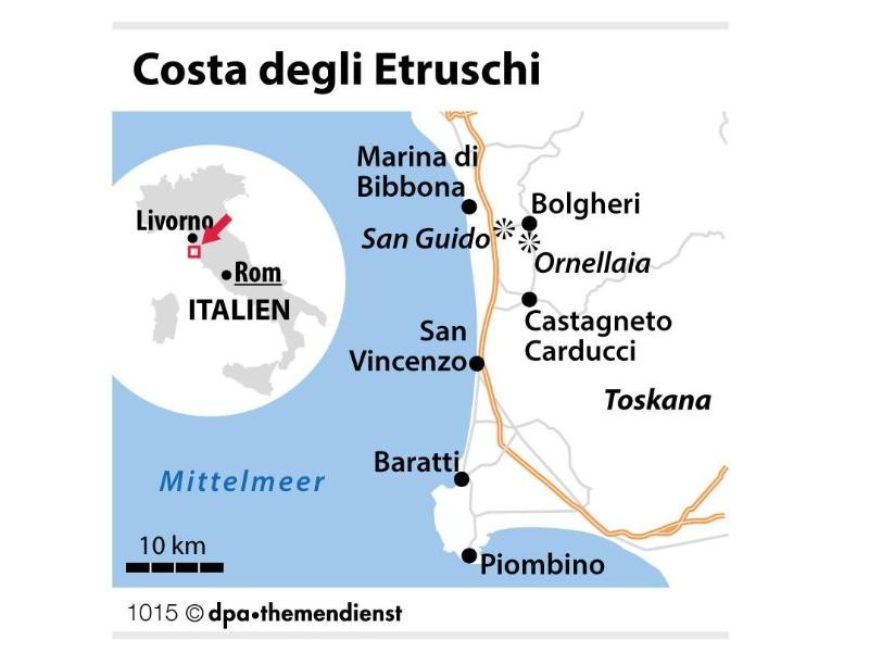 Malerische Hügel, vortreffliche Restaurants - und Küste: Das bietet die Costa degli Etruschi in der südwestlichen Toskana.