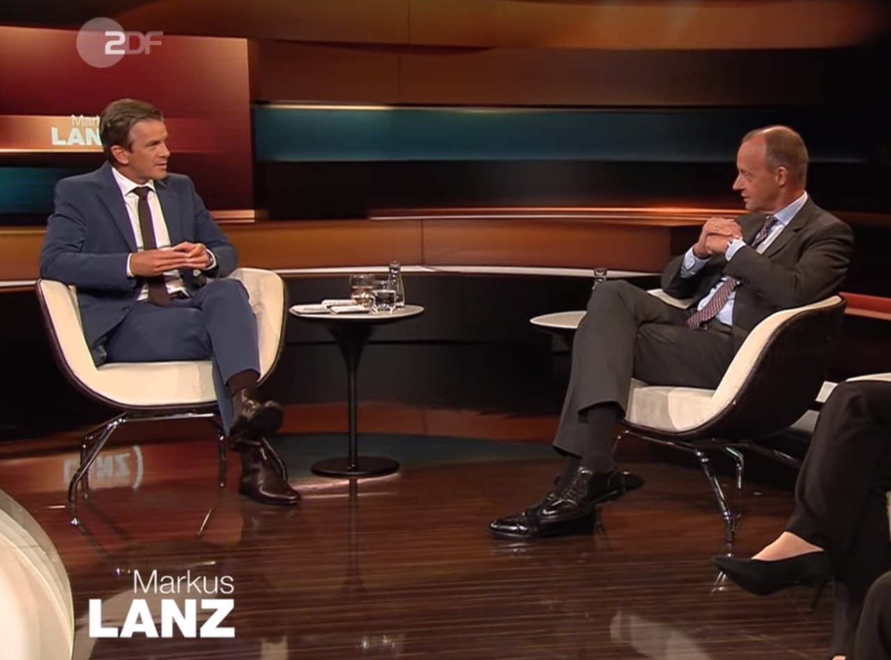 Markus Lanz im Gespräch mit Friedrich Merz.