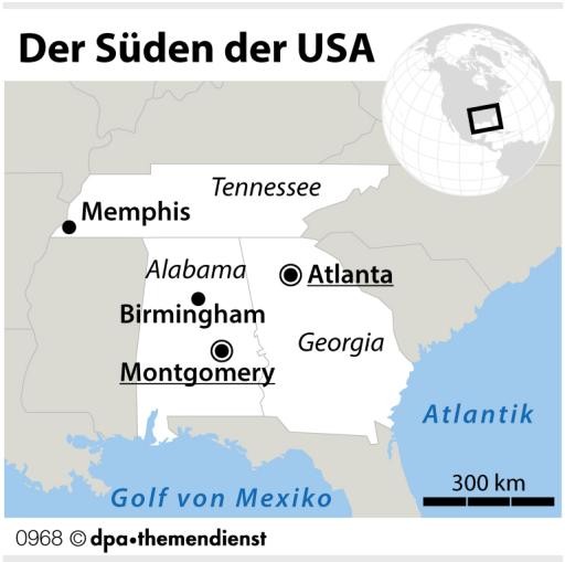 Vier Städte in drei US-Bundesstaaten: Eine rund 800 Kilometer lange Reise auf Martin Luther Kings Spuren führt nach Atlanta, Montgomery, Birmingham und Memphis.