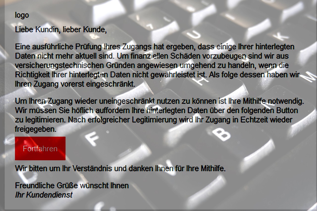 Sparkasse in NRW: SO könnte eine Fake-Mail aussehen. 