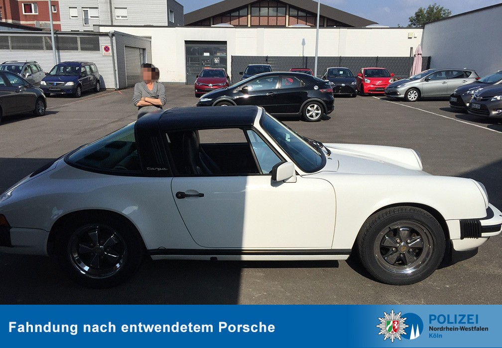 Dieser weiße Porsche wird von der Polizei Köln gesucht.