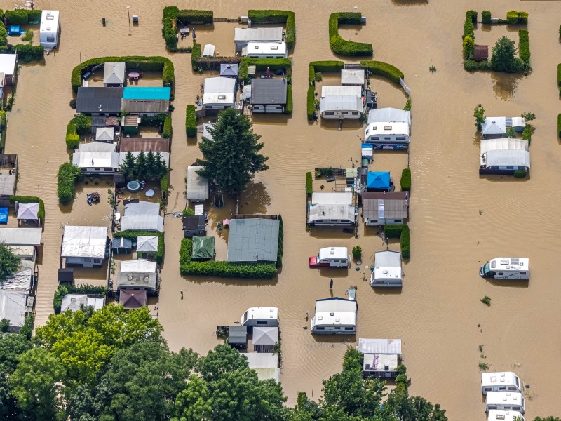 Der Campingplatz im Ruhrtal wurde komplett überschwemmt