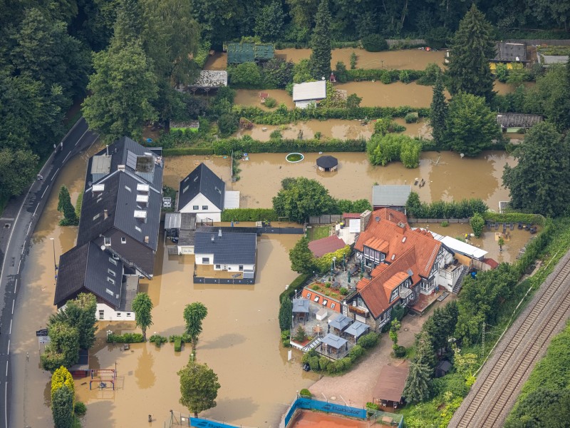 Auch in Essen-Kettwig kam es zu Überflutungen durch das Hochwasser