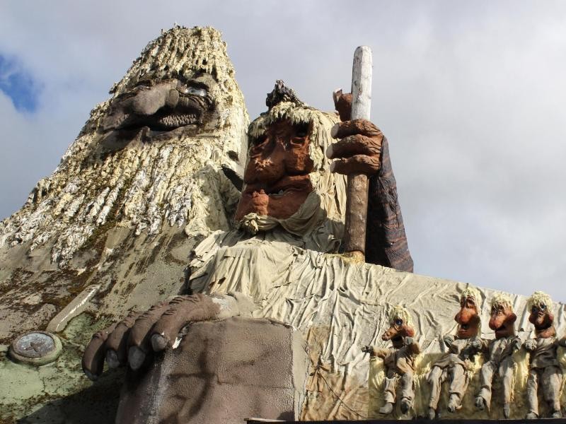 18 Meter Höhe misst der begehbare Troll im Märchenpark von Leif Ruband - er landete 1997 im Guinessbuch der Rekorde.
