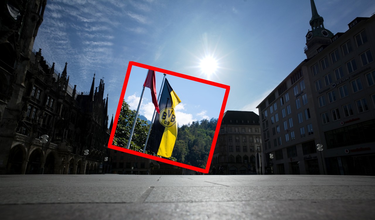 Eine Flagge von Borussia Dortmund im Herzen von München sorgt für Ärger.