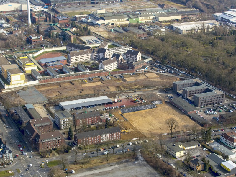 Baufläche zwischen Bereitschaftspolizei und JVA Krümede,  Bochum, Ruhrgebiet, Nordrhein-Westfalen, Deutschland