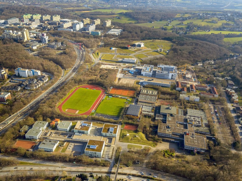 Neubau der Fakultät für Sportwissenschaft am BioMedizinPark, Gesundheitscampus Bochum, Nähe Ruhruniversität,  Bochum, Ruhrgebiet, Nordrhein-Westfalen, Deutschland