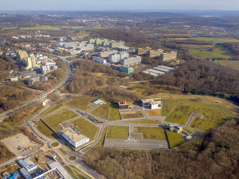 Neubau der Fakultät für Sportwissenschaft am BioMedizinPark, Gesundheitscampus Bochum, Nähe Ruhruniversität,  Bochum, Ruhrgebiet, Nordrhein-Westfalen, Deutschland