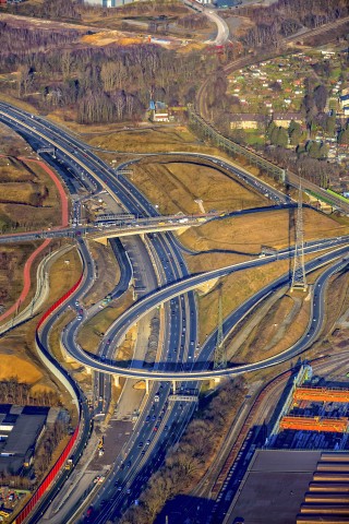Autobahnkreuzung Bochum Stahlhausen mit Donezk-Ring und A40 Ruhrschnellweg,  Bochum, Ruhrgebiet, Nordrhein-Westfalen, Deutschland