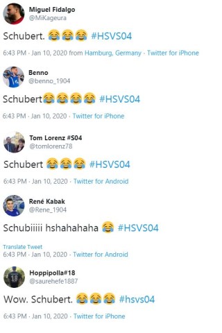 Schalke-Fans zeigten bei Twitter eine eindeutige Reaktion auf die Schubert-Einlage.