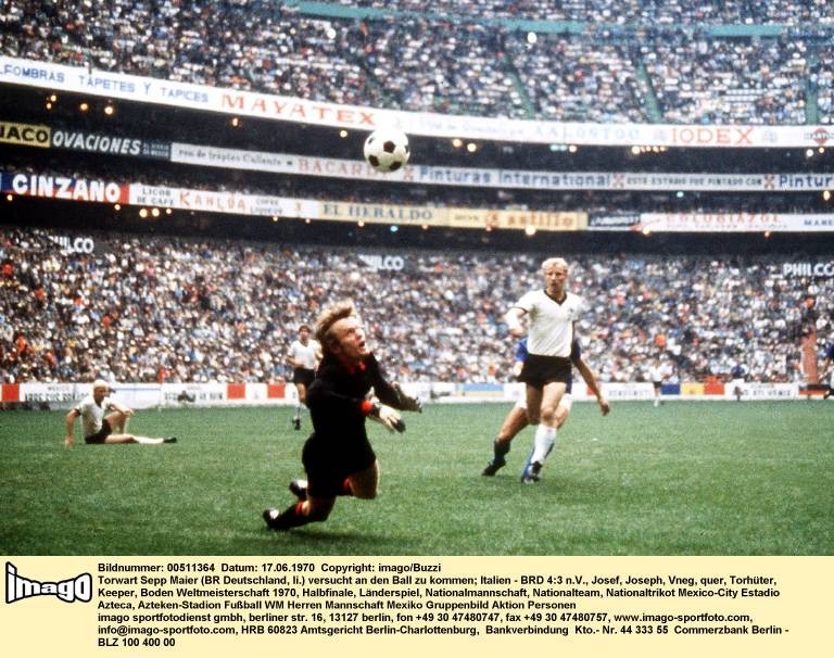 Im Halbfinale der WM 1970 in Mexiko stand noch Sepp Maier zwischen den Pfosten des DFB-Tores.