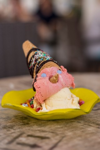 Das Pinocchio-Eis aus dem Eiscafe „Crema“ in Duisburg.