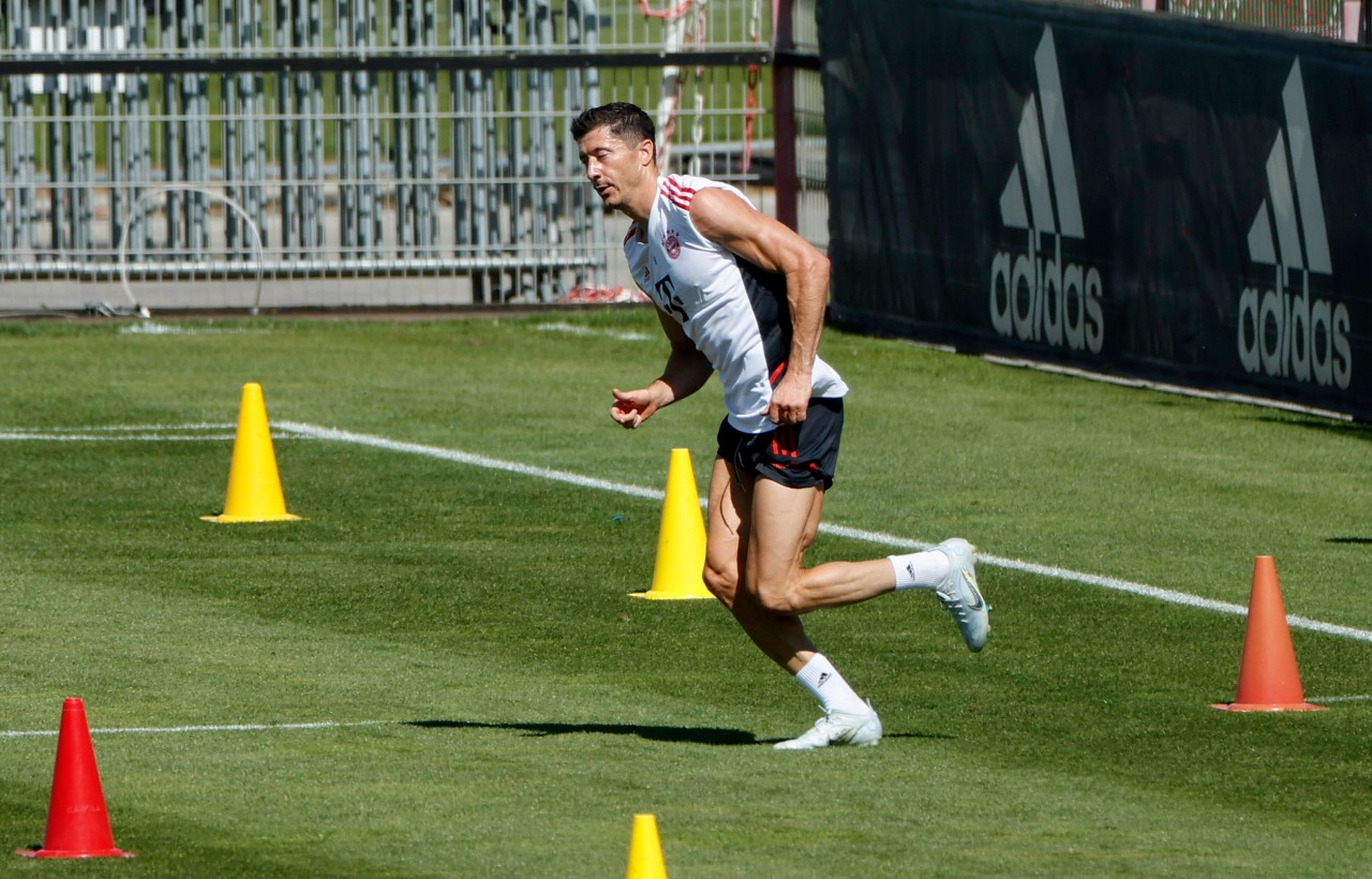 Lewandowski beim Bayern-Training. 