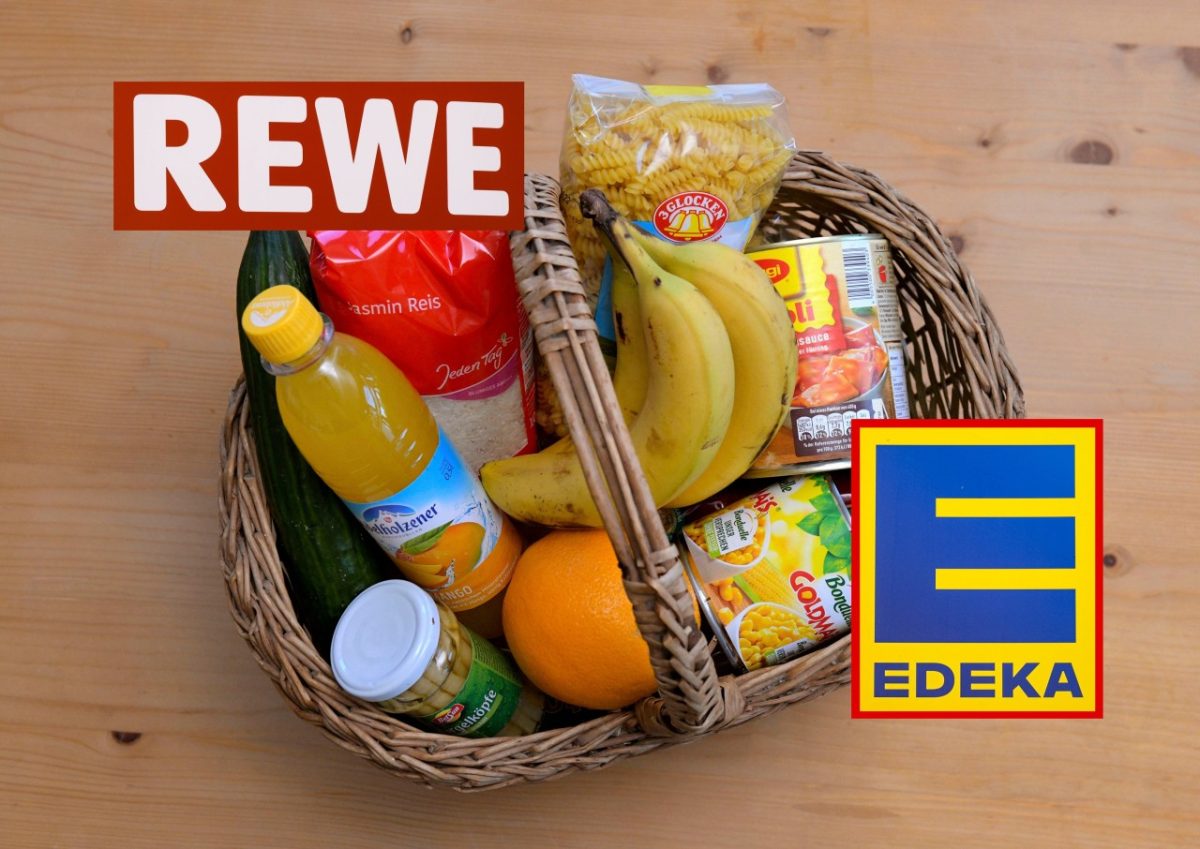 Rewe Edeka Korb mit Produkten