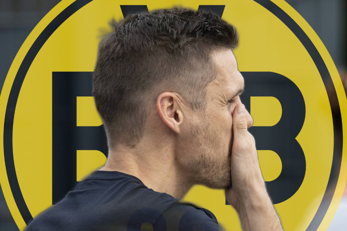 Sebastian Kehl fasst sich vor dem Wappen von Borussia Dormtund ins Gesicht.