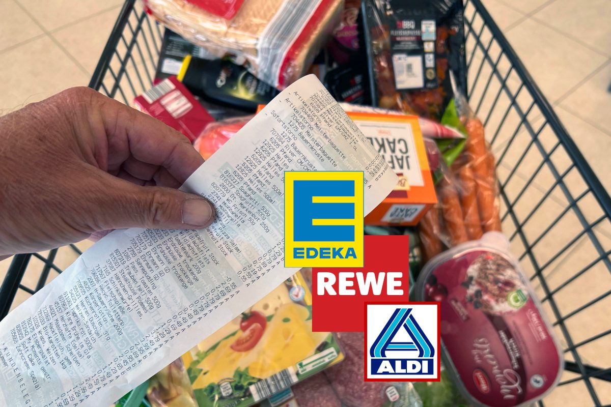 Rewe, Edeka, Aldi: Langer Kassenbon.