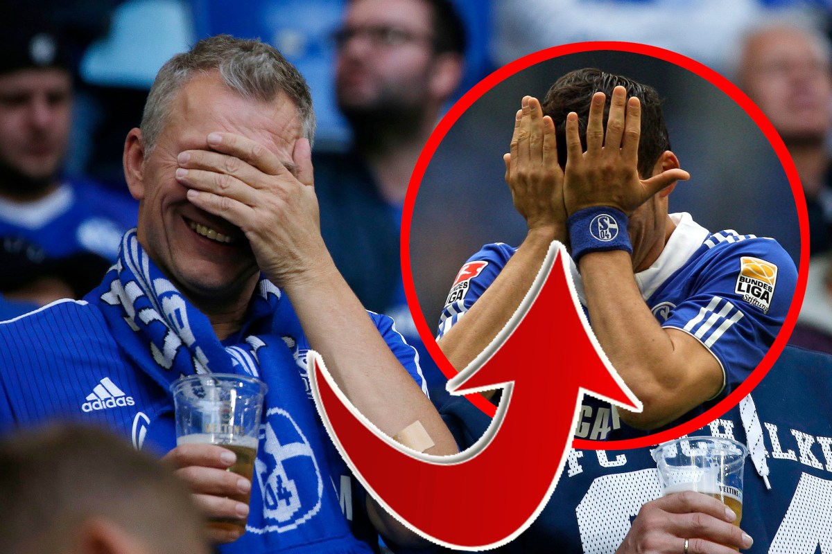 Ein Fan des FC Schalke 04 lacht über Kevin Kuranyi.