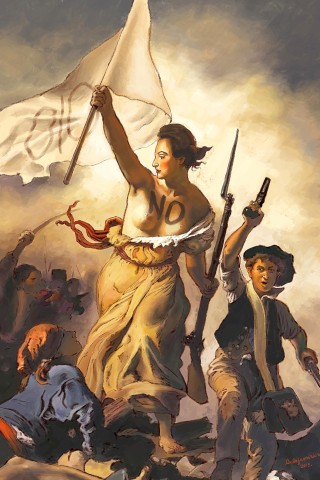 Barbusiger Protest: So wie im Bild „Die Freiheit führt das Volk“ von Eugène Delacroix protestieren auch die Femen.