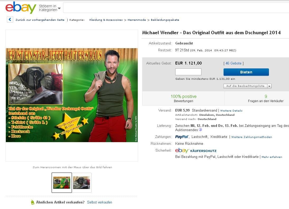 Michael Wendler versteigert Dschungelcamp-Outfit bei Ebay-Auktion