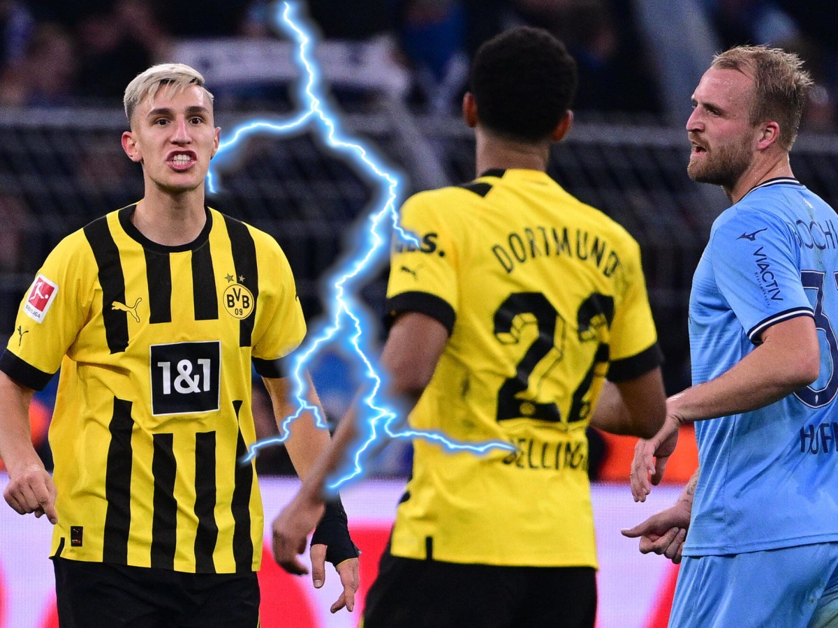 Borussia Dortmunds Stars Schlotterbeck und Bellingham geraten aneinander.